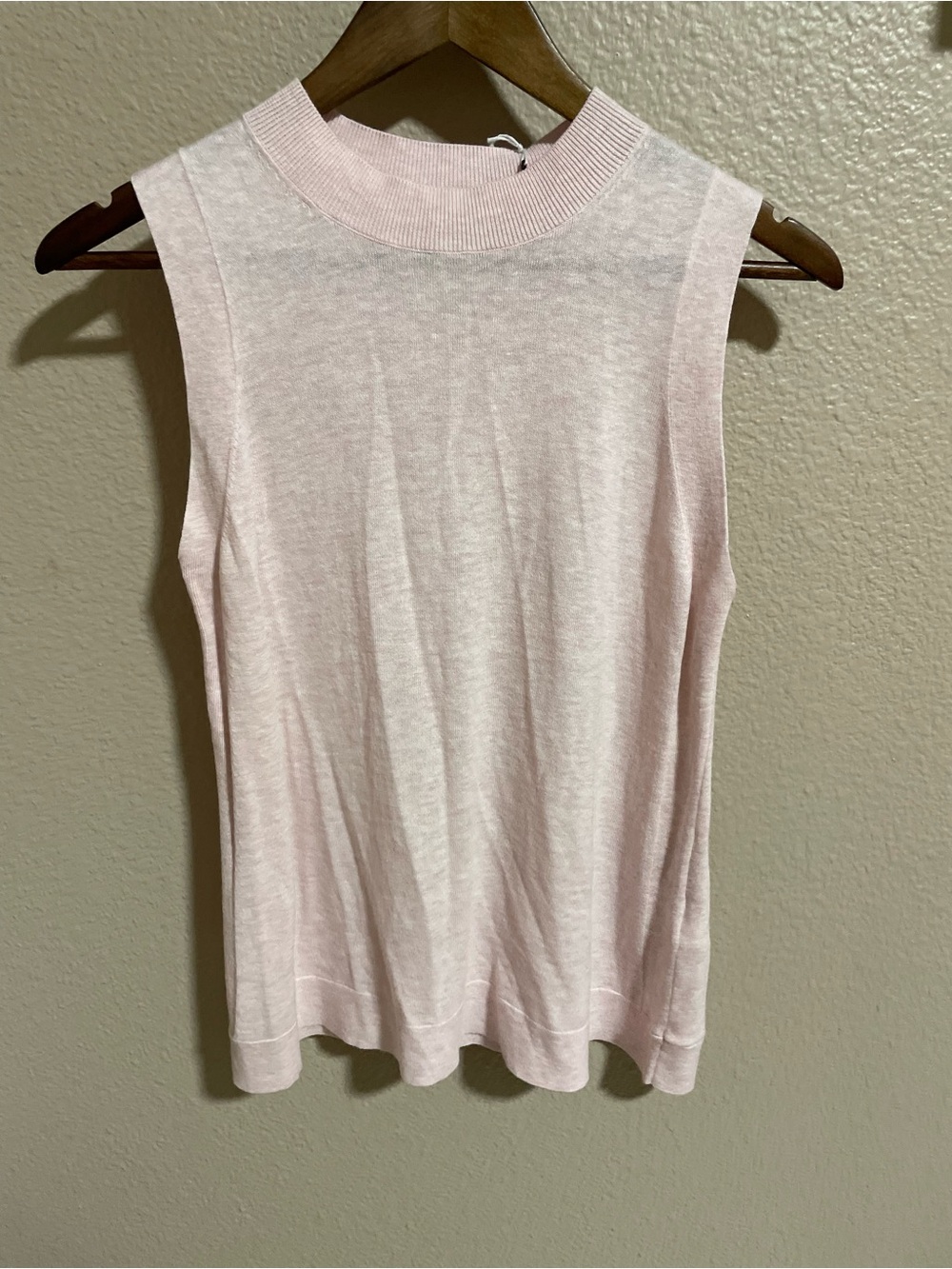 Soft Pink Sleeveless Mock Neck Tank
